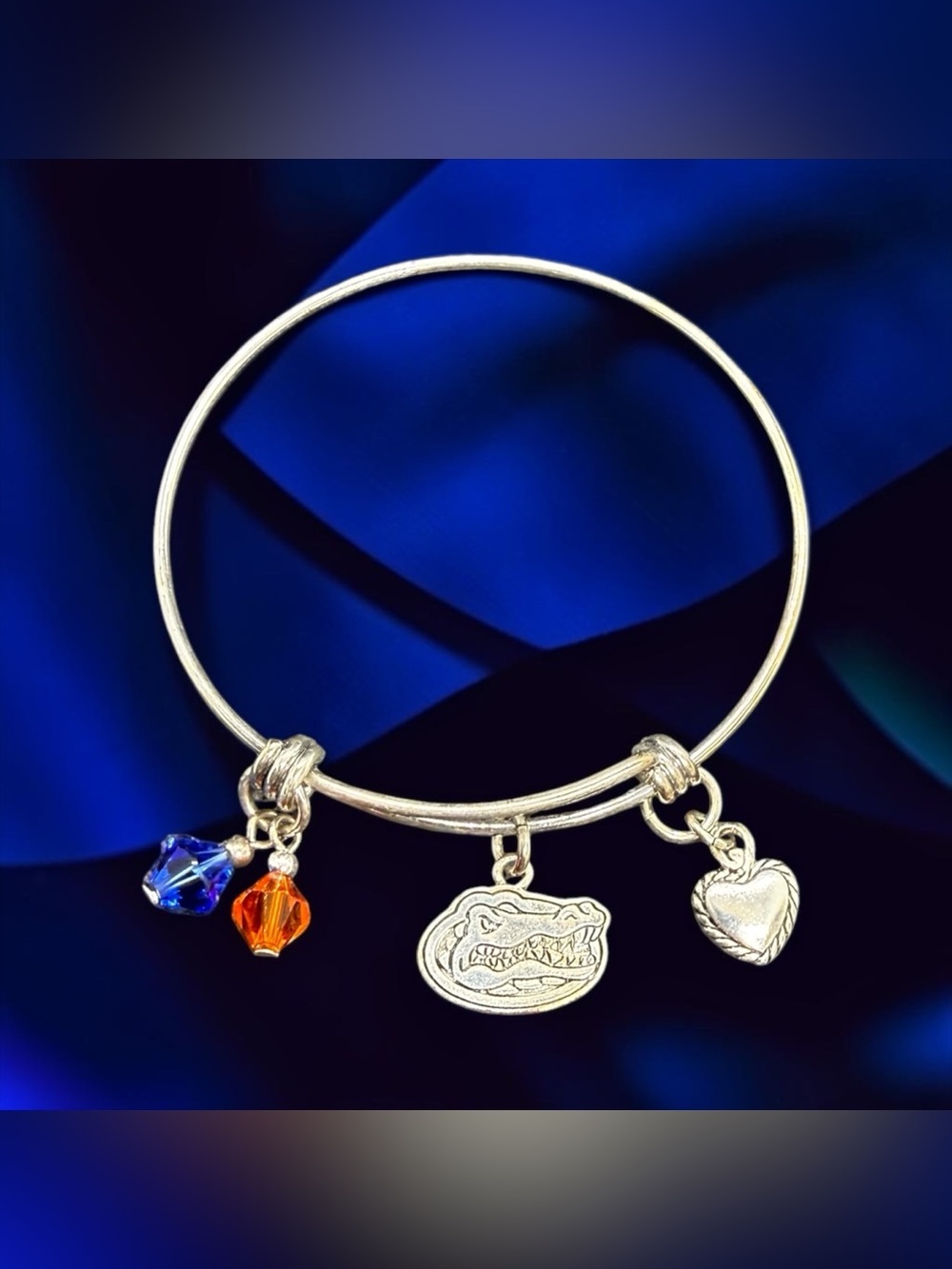 🏷️‼️5/&25🏷️‼️💙🧡FROM THE HEART💙🧡Florida Gators Charm Bangle/EUC